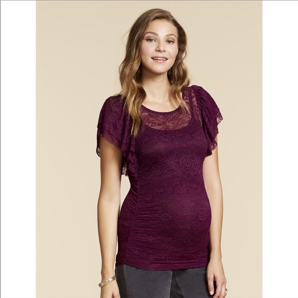 Jessica Simpson Maternity Black Lace Top S - Picture 2 of 5